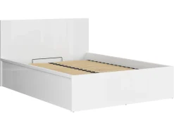 Zestaw łóżko Tetrix biały połysk ze stelażem i materac Mimas 140x200