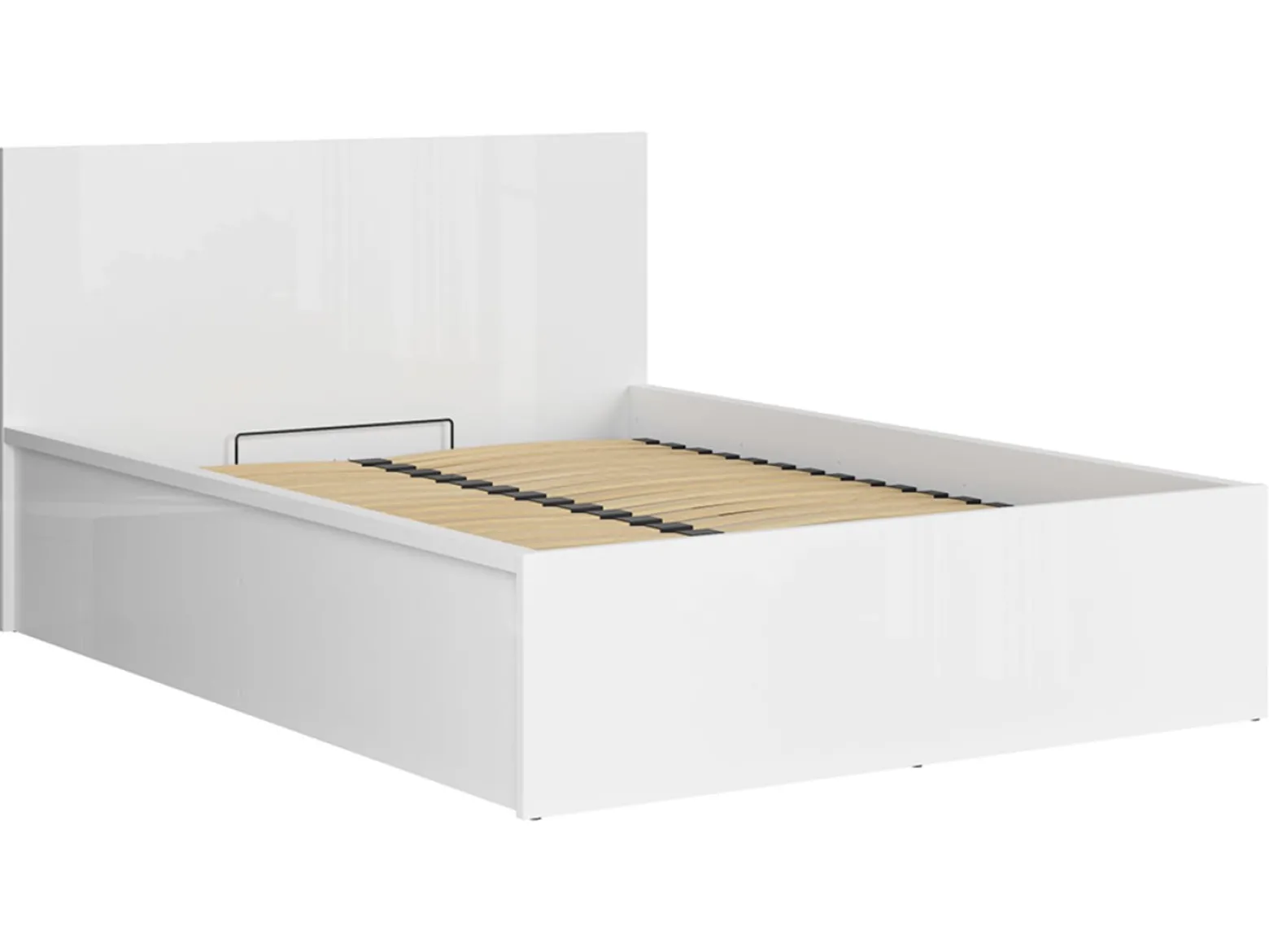 Zestaw łóżko Tetrix biały połysk ze stelażem i materac Mimas 140x200