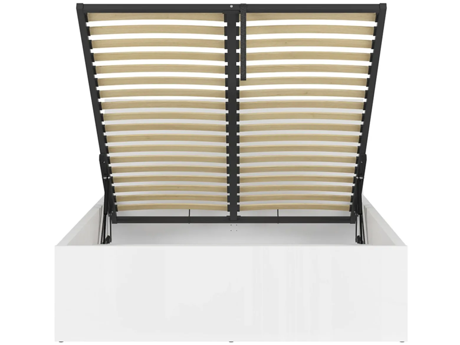Zestaw łóżko Tetrix biały połysk ze stelażem i materac Mimas 140x200