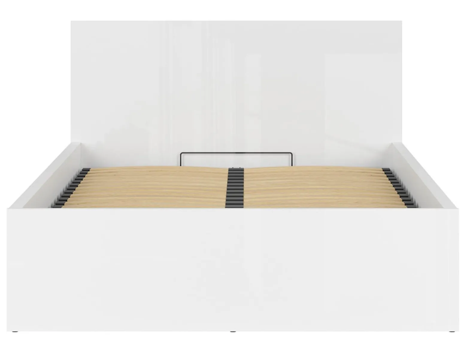Zestaw łóżko Tetrix biały połysk ze stelażem i materacem Merida 140x200
