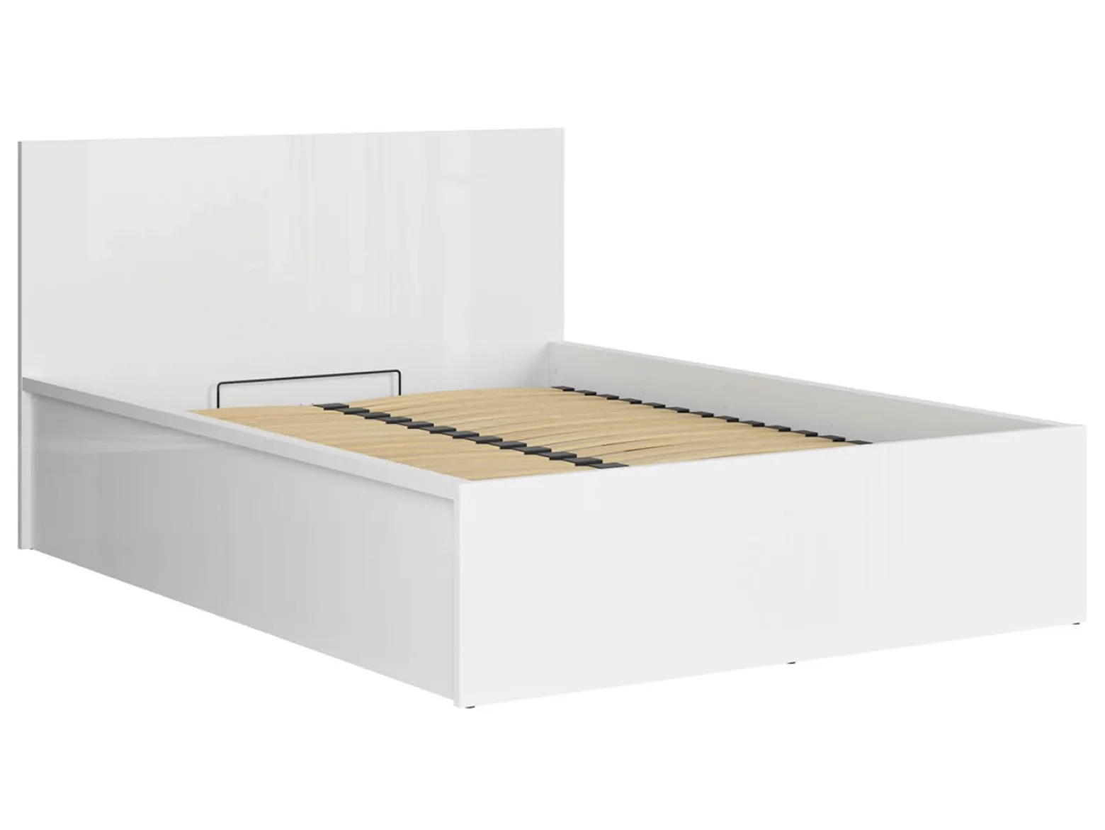 Zestaw łóżko Tetrix biały połysk ze stelażem i materacem Merida 140x200