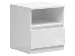 Zestaw łóżko Tetrix 90x200 z szafką nocną biały połysk