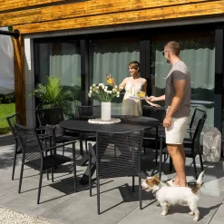 Zestaw 4 krzeseł ogrodowych aluminiowch di volio Codi - Czarne