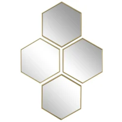 Zestaw 4 luster diamond złoty 23 × 20 cm w stylu glamour