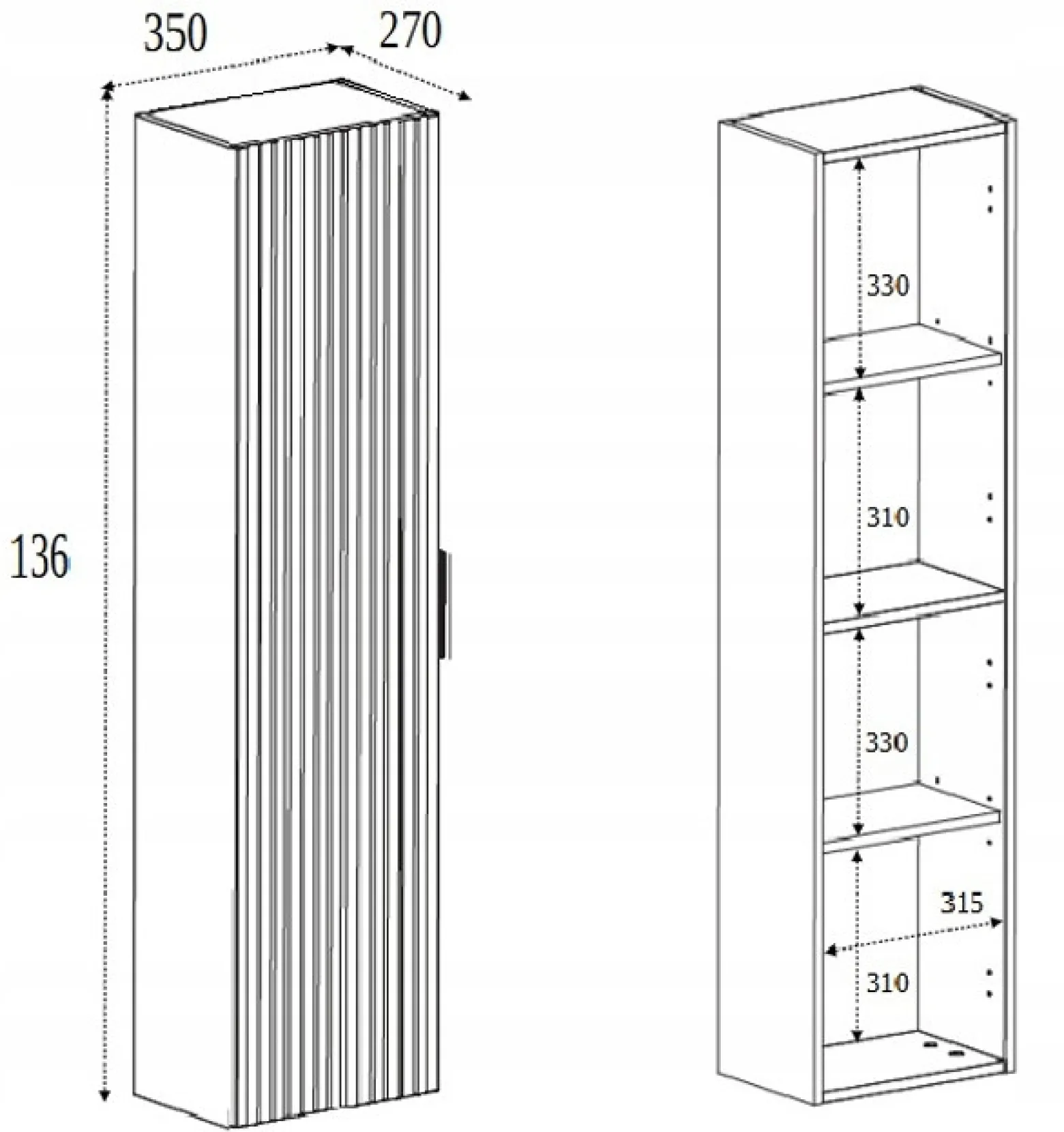 Zestaw Mebli Łazienkowych Wiszących Słupek 136 + Szafka 80X46 Dąb