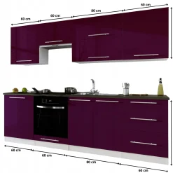 Zestaw mebli kuchennych kolor do wyboru 260 cm fronty MDF 2,6m Roxi