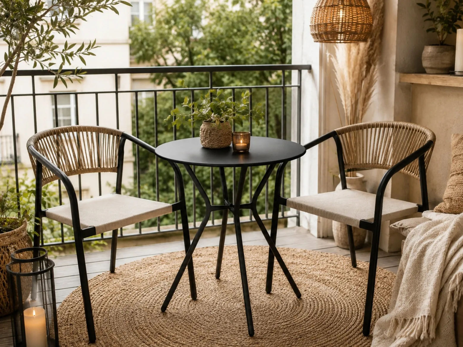 Zestaw mebli ogrodowych balkon stół Como Pro c + 2x krzesło Portino taupe