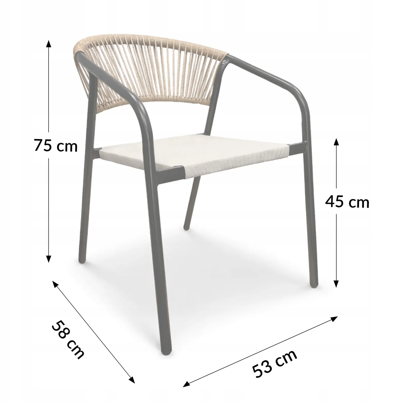 Zestaw mebli ogrodowych balkon stół Como Pro c + 2x krzesło Portino taupe