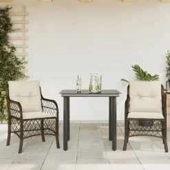 Zestaw Mebli Ogrodowych Bistro Stół Krzesła Rattan Poduszki Na Taras Balkon