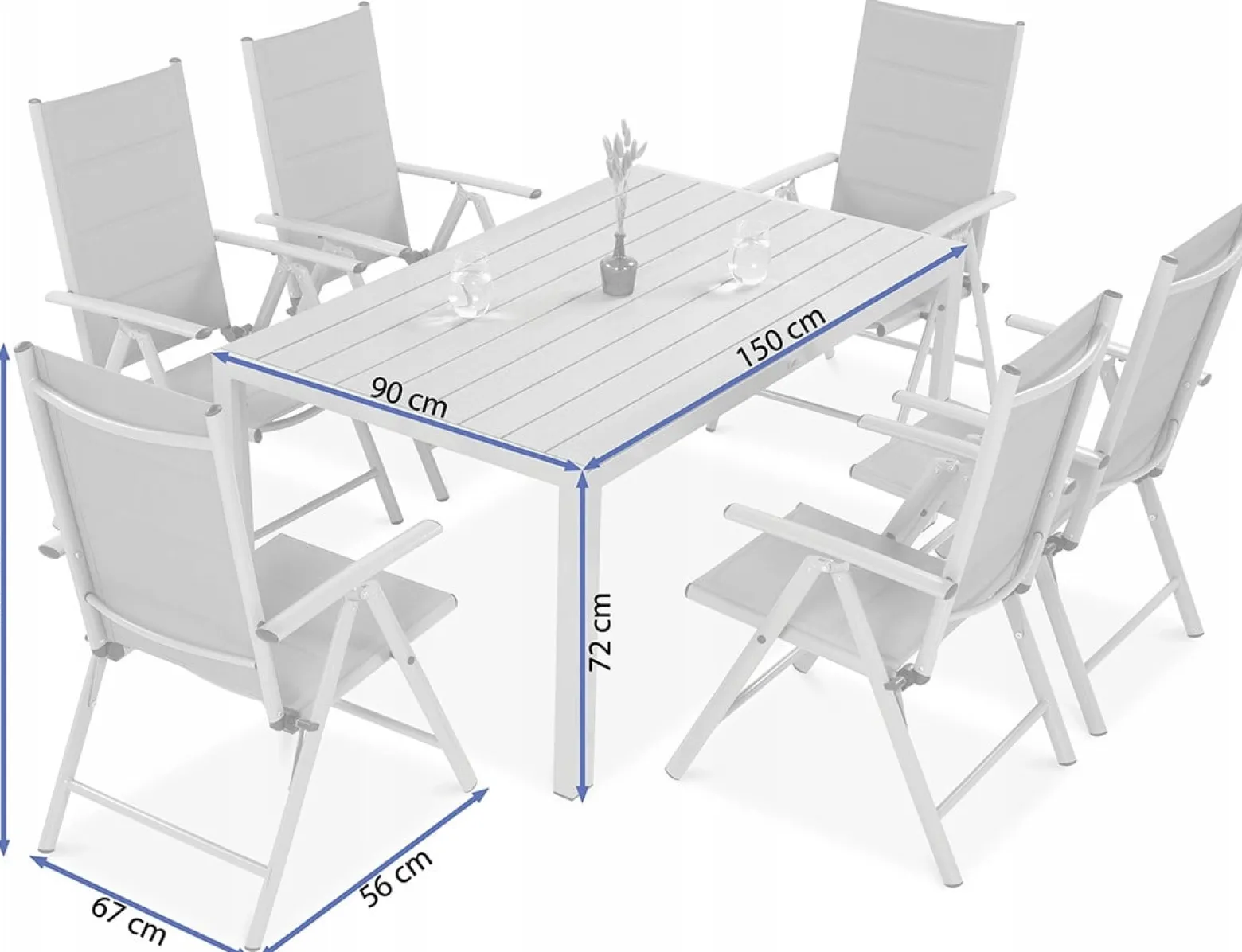 Zestaw Mebli Ogrodowych Jadalnianych SYDNEY Stół 150cm 6x Krzesło na Taras
