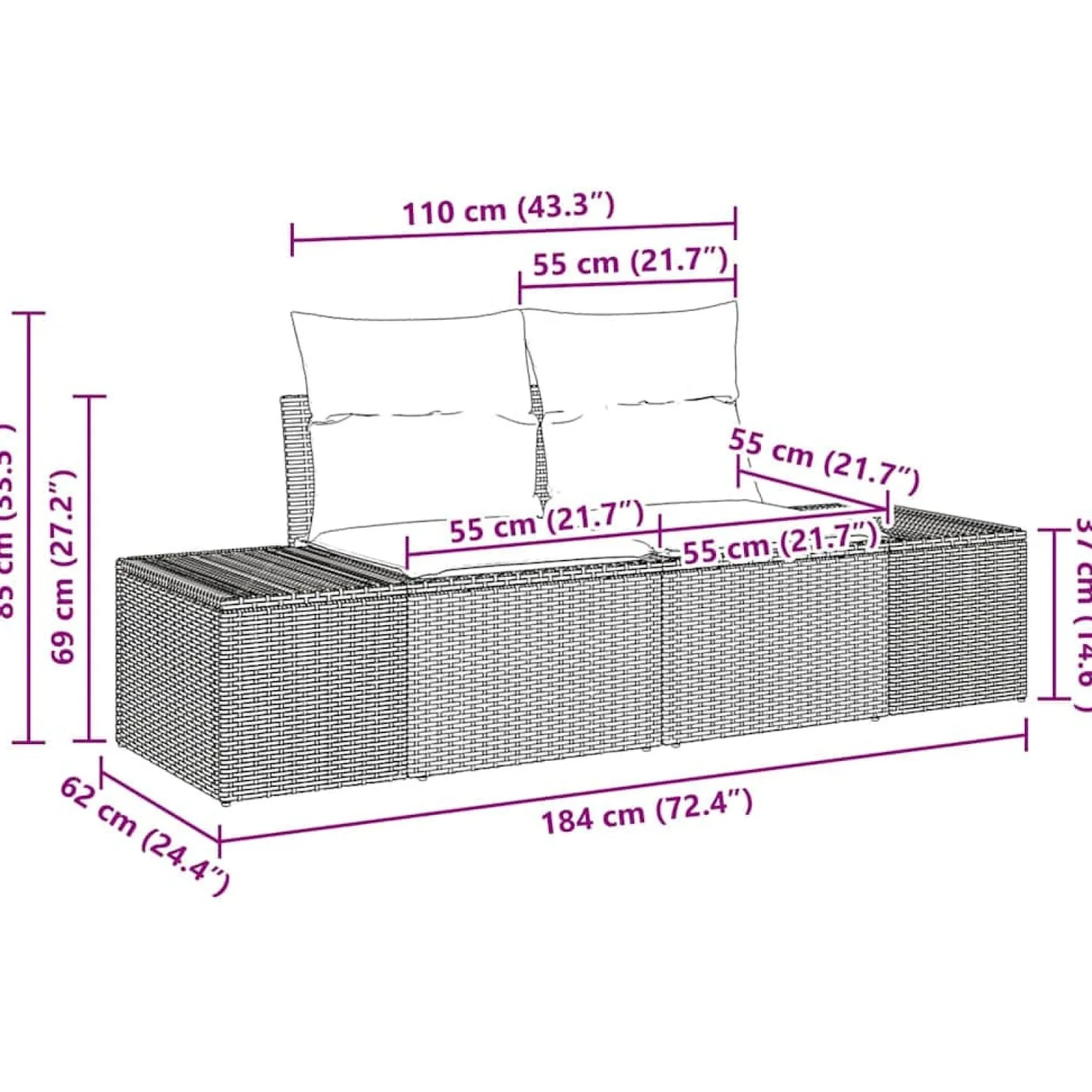 Zestaw Mebli Ogrodowych Komplet Wypoczynkowy Polirattan Czarny Z Poduszkami