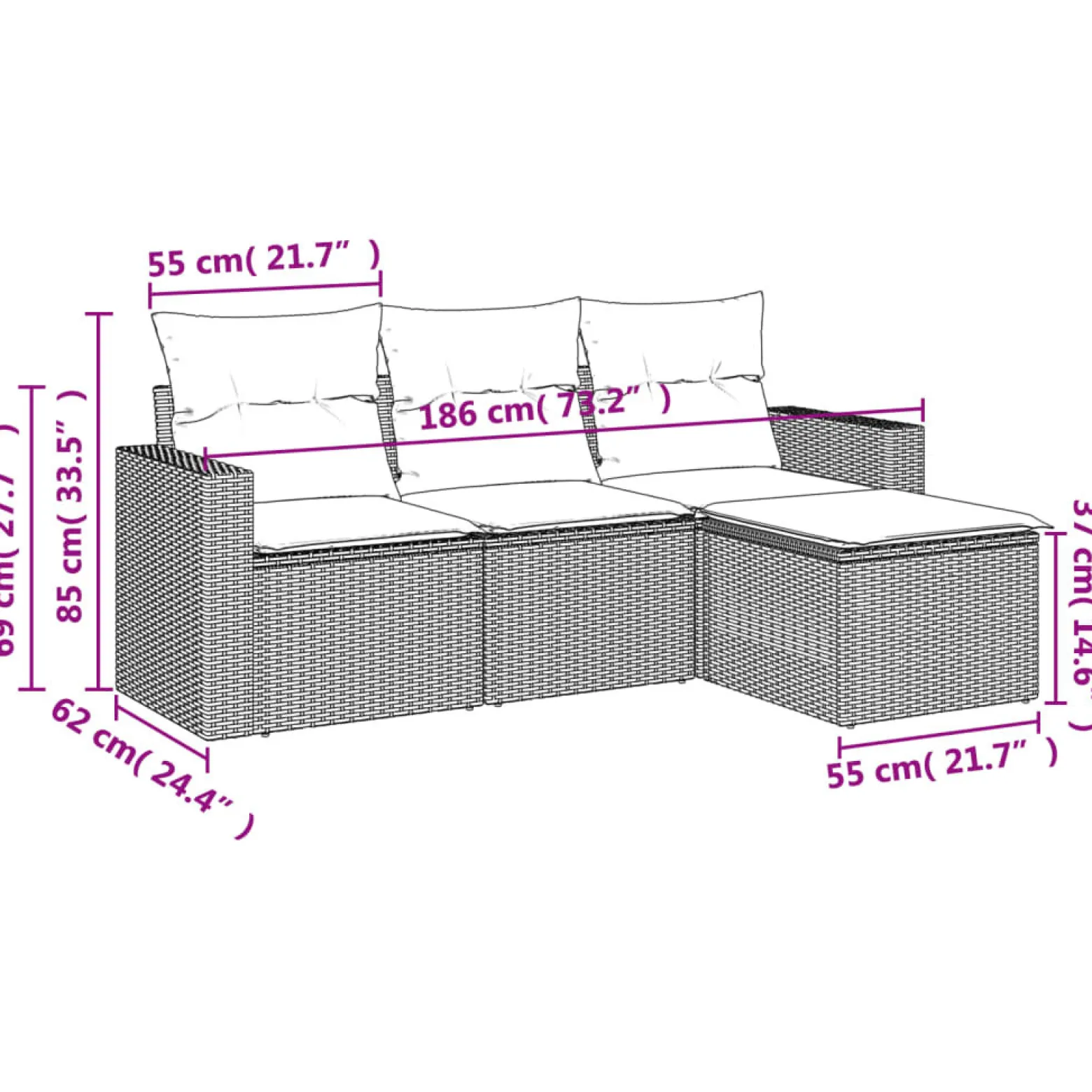 Zestaw Mebli Ogrodowych Komplet Wypoczynkowy Na Taras Balkon Ogród Rattan