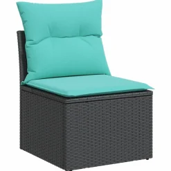 Zestaw Mebli Ogrodowych Modułowy Rattan Czarny Stół Sofa na Taras
