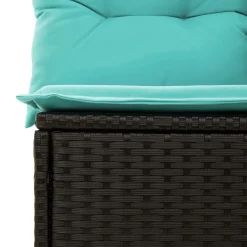 Zestaw Mebli Ogrodowych Modułowy Rattan Czarny Stół Sofa na Taras