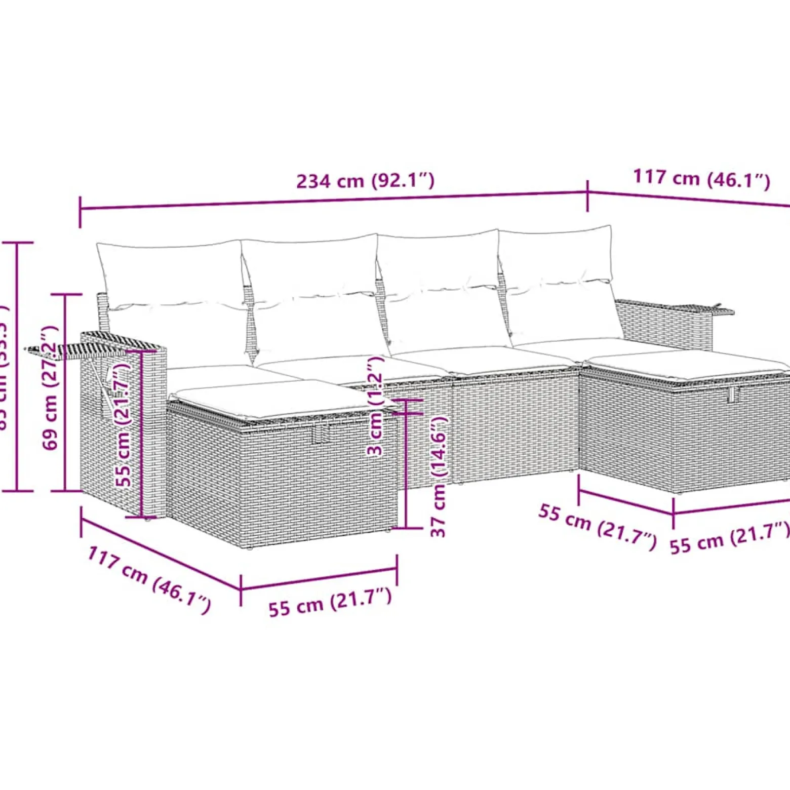 Zestaw Mebli Ogrodowych Stolik Rattan Poduszki Na Balkon I Taras Na Taras