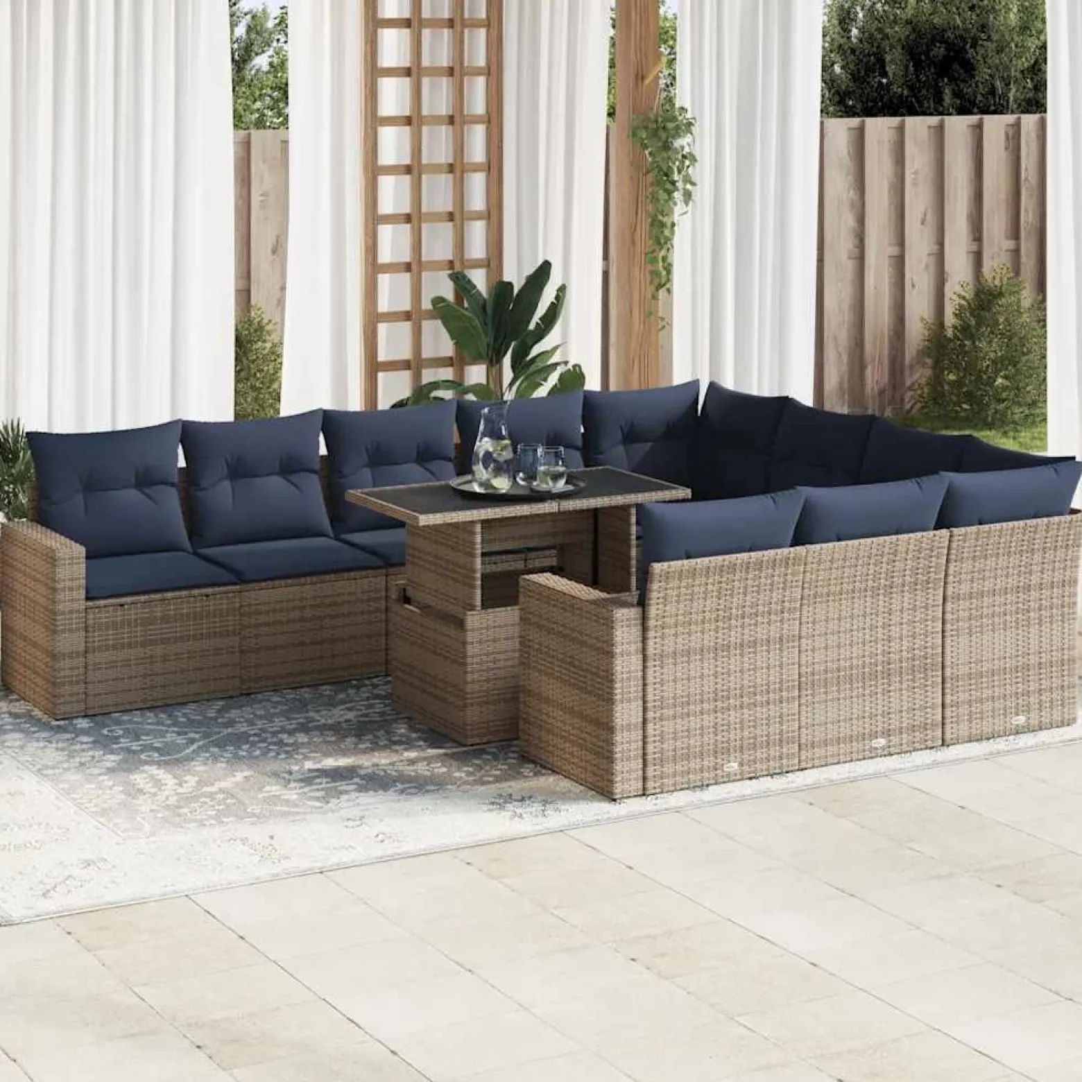 Zestaw Mebli Ogrodowych Stół Rattan Poduszki Do Ogrodu Na Taras Na Patio