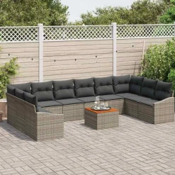 Zestaw Mebli Ogrodowych Wypoczynkowy Sofy Stolik Rattan Poduszki Na Patio
