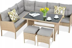 Zestaw Mebli Ogrodowych Wypoczynkowych Technorattan CORTINA Narożnik Stół