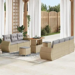 Zestaw Mebli Ogrodowych Wypoczynkowy Sofy Stolik Rattan Poduszki Na Patio