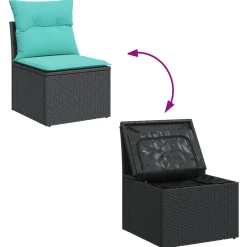 Zestaw Mebli Ogrodowych Wypoczynkowy Rattan Czarny Sofa Stół na Taras