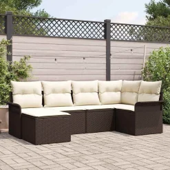 Zestaw Mebli Ogrodowych Wypoczynkowy Sofy Stolik Podnóżek Rattan Na Balkon