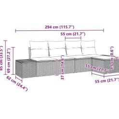 Zestaw Mebli Ogrodowych Wypoczynkowy Sofy Stolik Podnóżek Rattan Na Taras