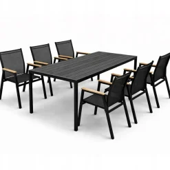 Zestaw mebli stół Allen-ST 150x90C + 6x krzesło Polinka KD czarne