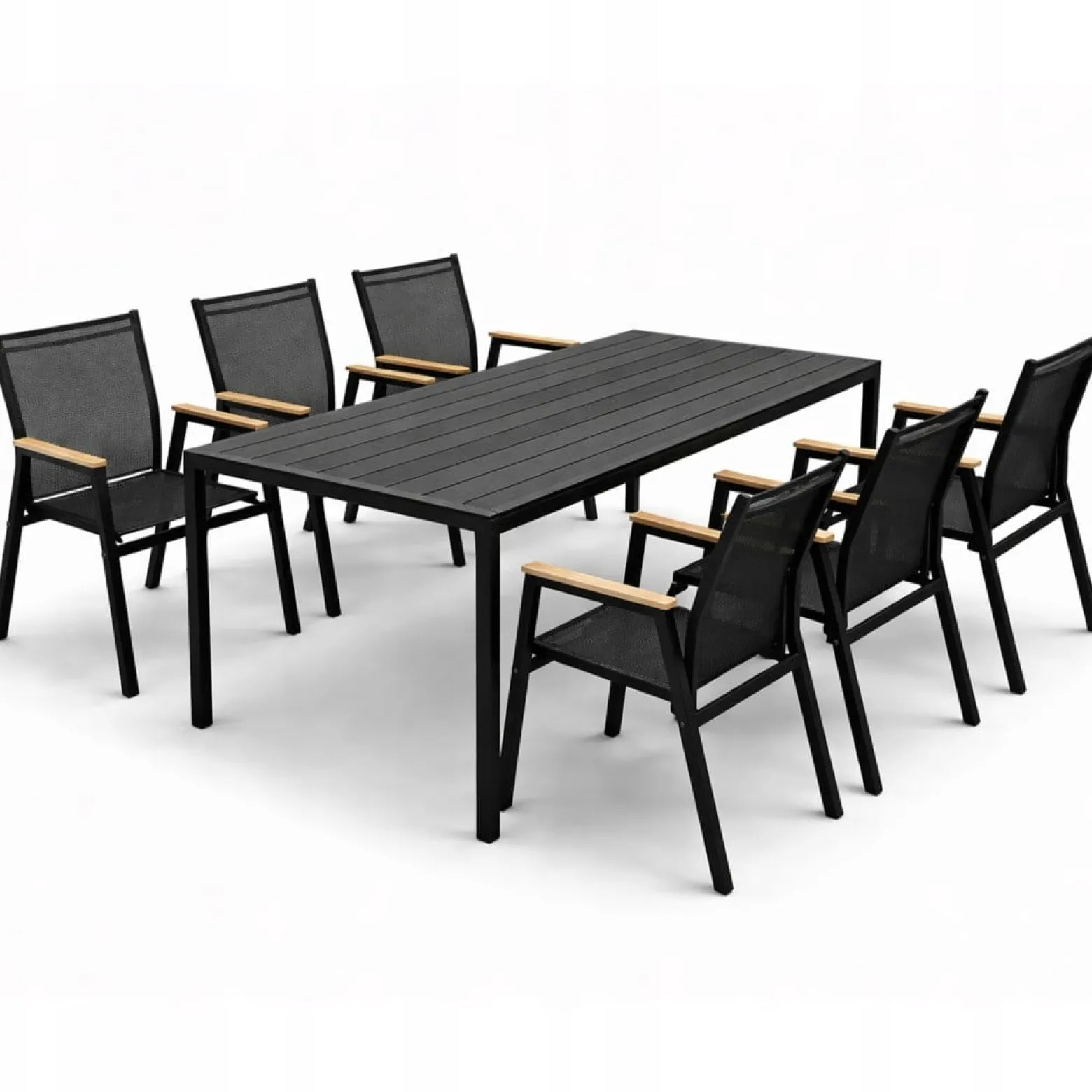 Zestaw mebli stół Allen-ST 150x90C + 6x krzesło Polinka KD czarne