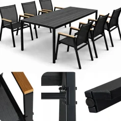 Zestaw mebli stół Allen-ST 150x90C + 6x krzesło Polinka KD czarne