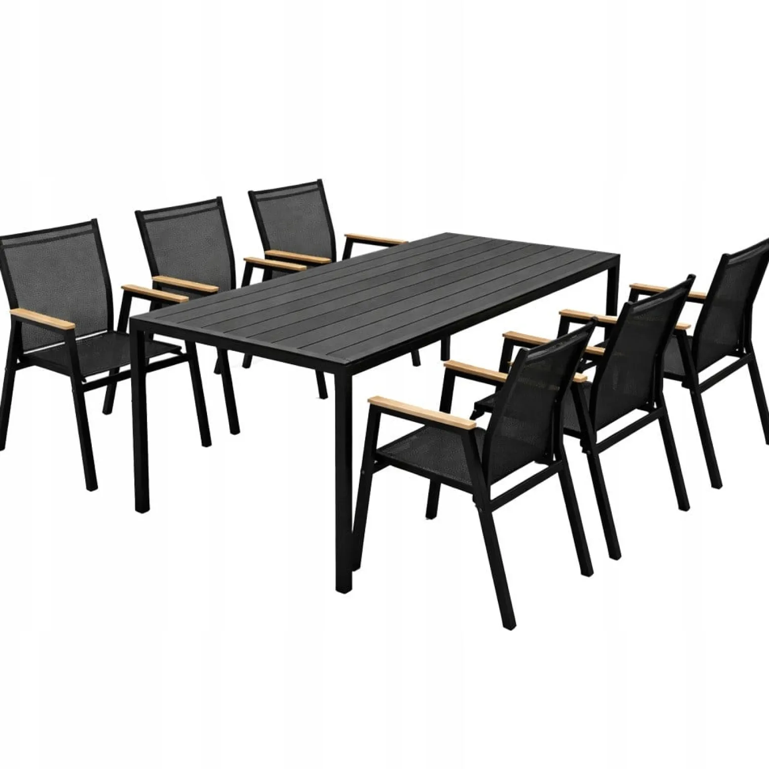 Zestaw mebli stół Allen-ST 150x90C + 6x krzesło Polinka KD czarne