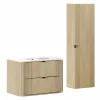 Zestaw OVALIA CREMONA 80 cm Dąb z Umywalką PURE i Słupkiem MDF nowoczesny