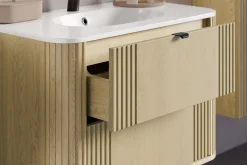 Zestaw OVALIA CREMONA 80 cm Dąb z Umywalką PURE i Słupkiem MDF nowoczesny