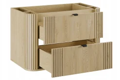 Zestaw OVALIA CREMONA 80 cm Dąb z Umywalką PURE i Słupkiem MDF nowoczesny