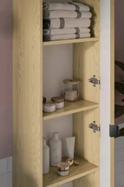 Zestaw OVALIA CREMONA 80 cm Dąb z Umywalką PURE i Słupkiem MDF nowoczesny