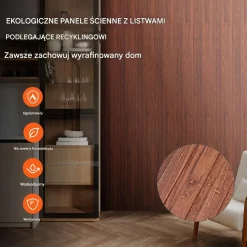 Zestaw 8 Paneli Akustycznych z Listwami Drewnianymi Czarny Orzech