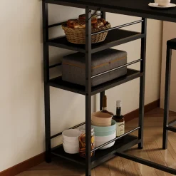 Zestaw stół + krzesła barowe jadalniany z 2 stołkami czarny loft do kuchni
