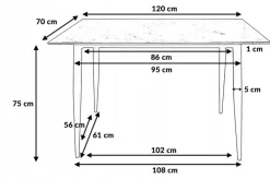 Zestaw stolik Markinia Gold 120x70 + 6 krzesła Monica KT100 antracyt