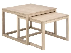 Zestaw stolików kawowych Laro Duo 70x70, kolor dębowy bielony olejowany