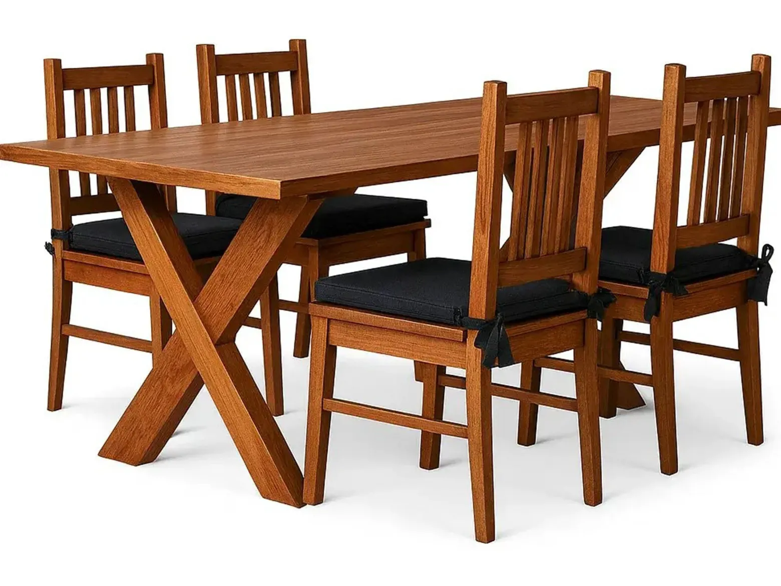 Zestaw Stół 160x90 Retro z 4 krzesłami z drewna litego, kolor kasztan
