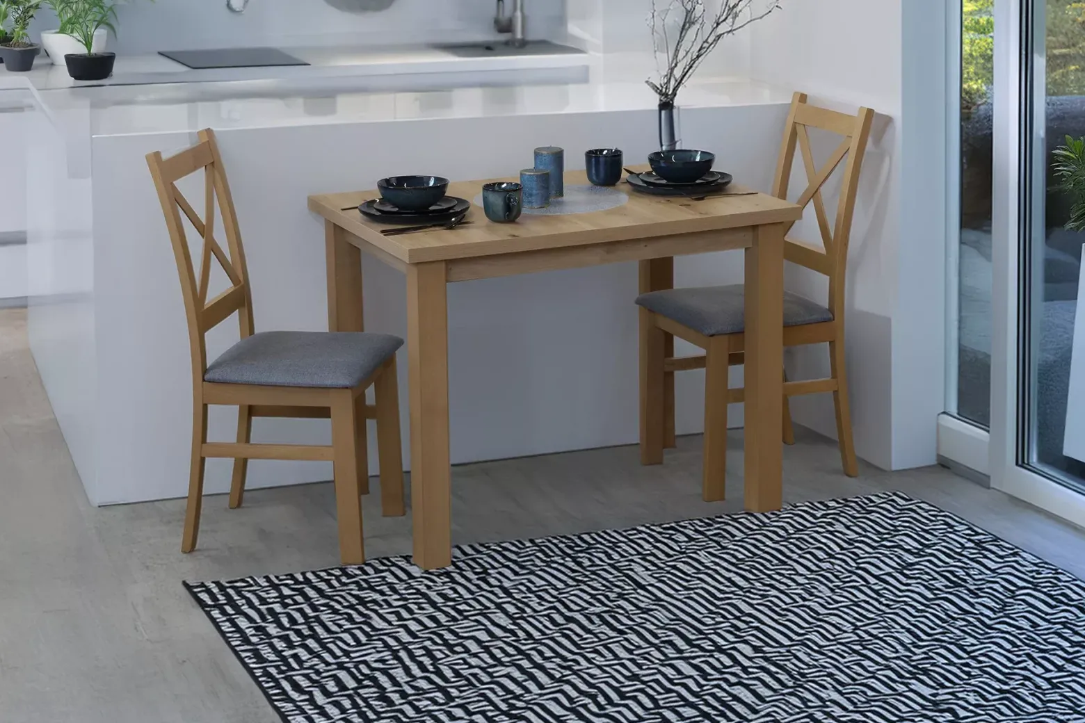 Zestaw stół 100x70 z 2 krzesłami M007-2 Dąb Artisan
