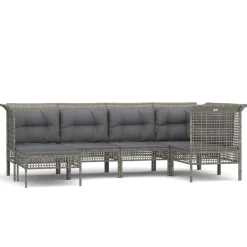 Zestaw wypoczynkowy do ogrodu Szary Technorattan 3x sofa narożna + 2x