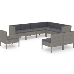 Zestaw wypoczynkowy do ogrodu Szary Technorattan 3x narożna + 6x sofa