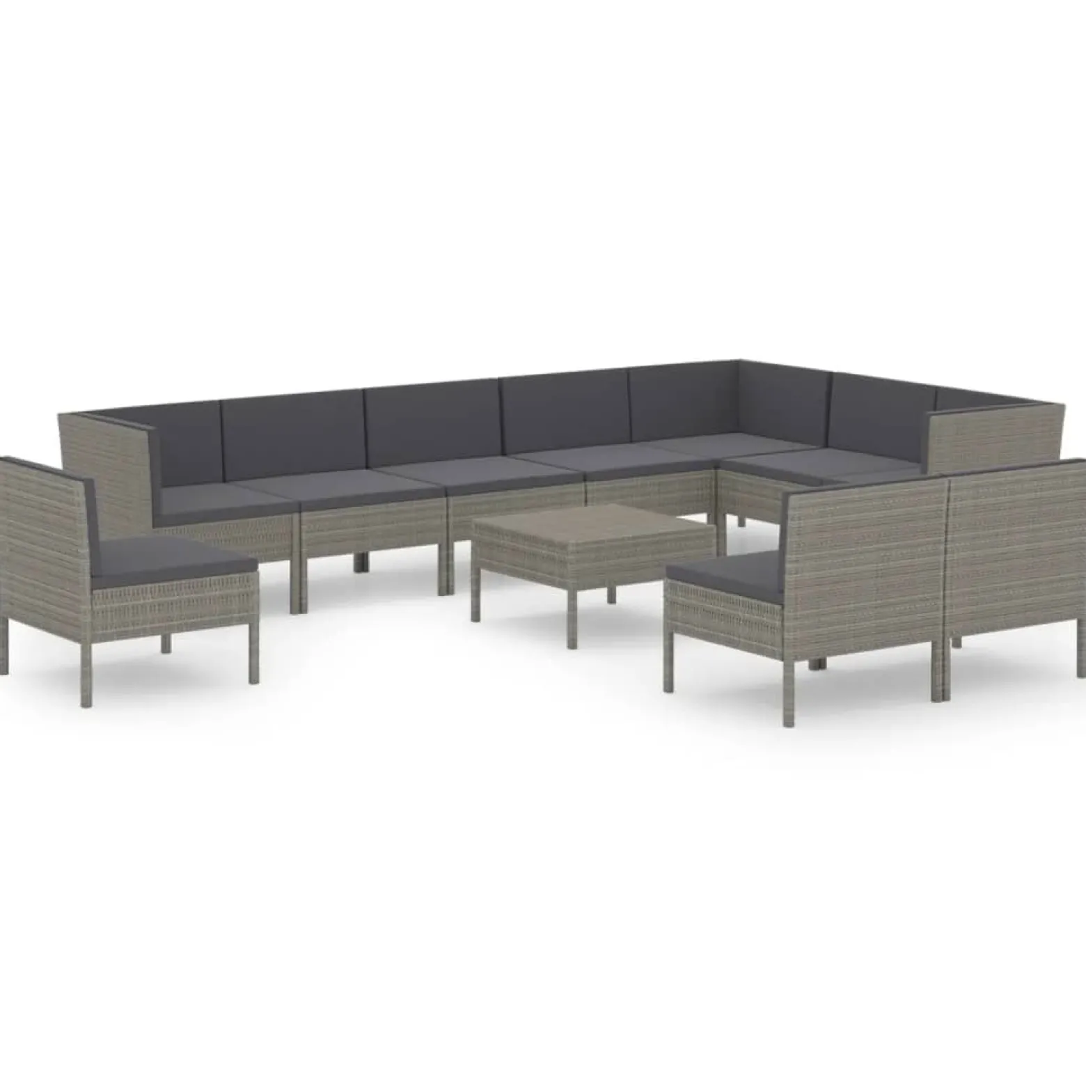 Zestaw wypoczynkowy do ogrodu Szary Technorattan 3x hjørne + 7x sofa