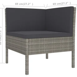 Zestaw wypoczynkowy do ogrodu Szary Technorattan 3x hjørne + 7x sofa