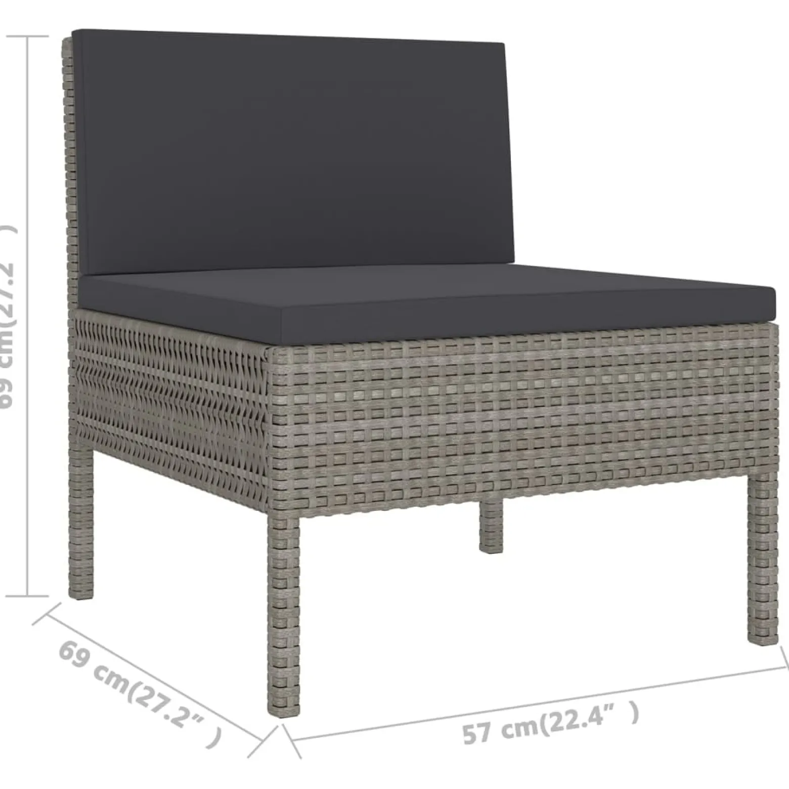 Zestaw wypoczynkowy do ogrodu Szary Technorattan 3x hjørne + 7x sofa