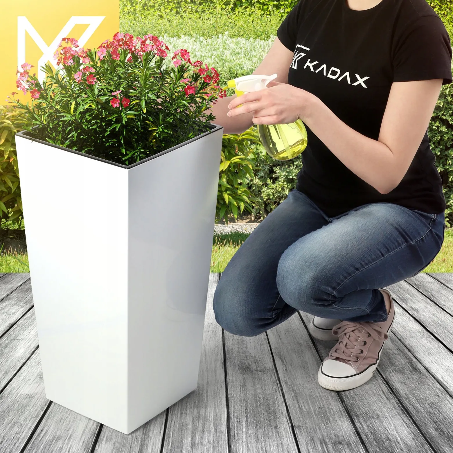 Zestaw 3x Donica Doniczka Wkład Połysk Biała 68cm
