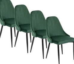 Zestaw 4x Krzesło Salon Loft BARI Zielone Welur