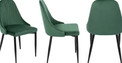 Zestaw 4x Krzesło Salon Loft BARI Zielone Welur