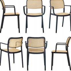 Zestaw 4x nowoczesne wygodne krzesło ogrodowe balkon KP105 Rafia Pro beżowe