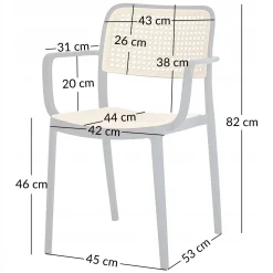 Zestaw 4x nowoczesne wygodne krzesło ogrodowe balkon KP105 Rafia Pro beżowe